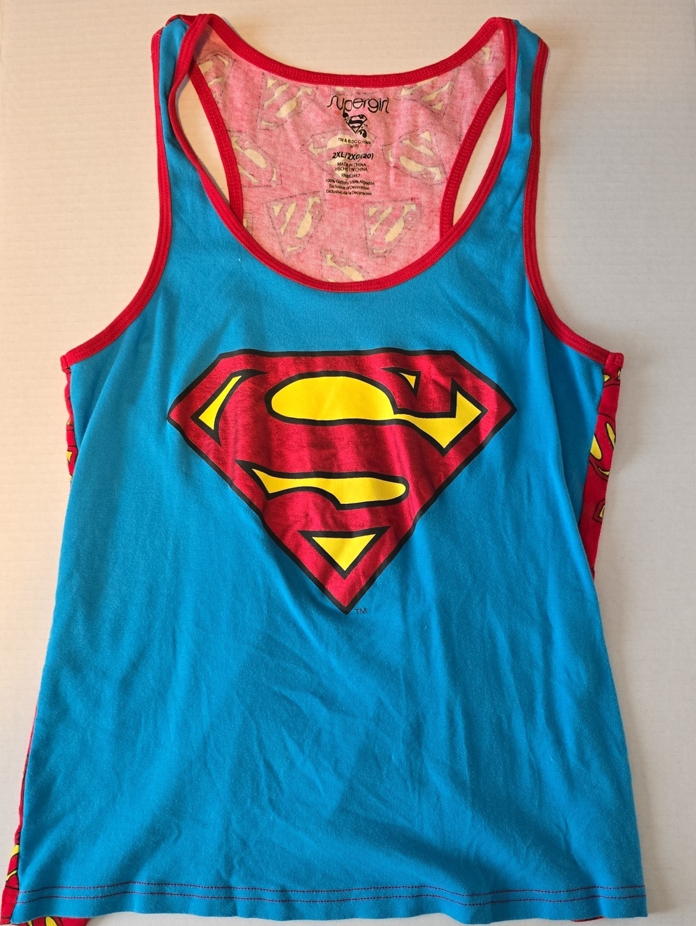 DC Comics Supergirl Costume Racerback Tank Top Juniors Plus 2XL 19 Blue Red